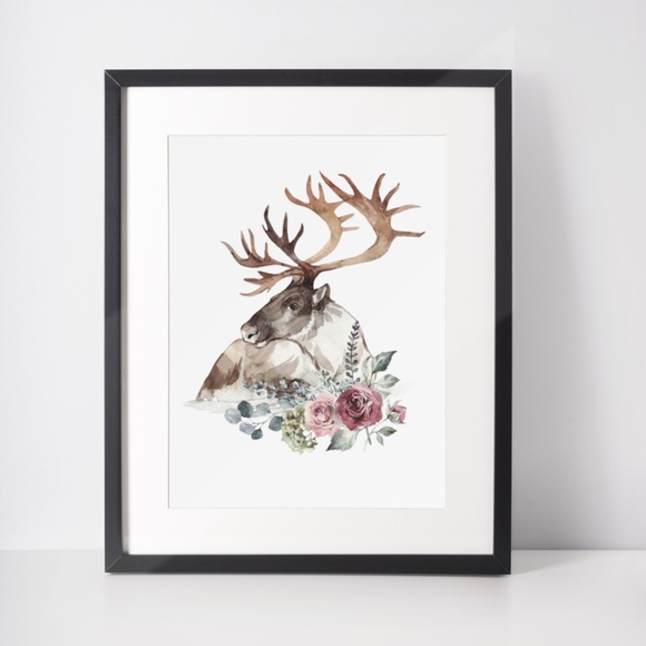 Moose Elk Deer Watercolor Wall Art Print Poster UNFRAMED - Picture 4 of 10
